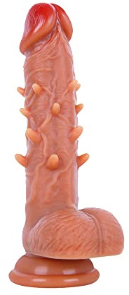 OnundOn Godemichets Réaliste avec Ventouse Godemichets Classique Gode Anal 100% Silicone avec Particules Large XL Ø 4.5cm Longueur 22cm