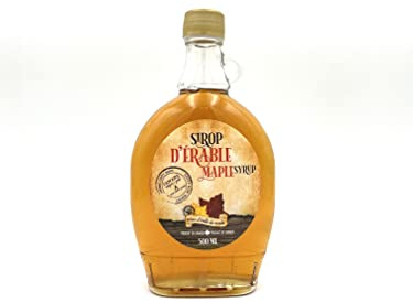 Sirop d'érable ambré du Canada pur à 100% dans une bouteille anse - 500 ml - Les trésors d'érable