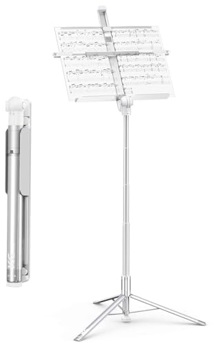 KraftGeek 167,6 cm Notenständer für Notenblätter, tragbarer und faltbarer Notenständer für Musiker und Instrumentenspieler, verstellbares Noten-Tablett mit Seitenhalter-Clips, keine Montage
