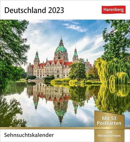 Sehnsuchtskalender Deutschland - Kalender 2023 - Harenberg-Verlag - Postkartenkalender mit 53 heraustrennbaren Postkarten - 16 cm x 17,5 cm