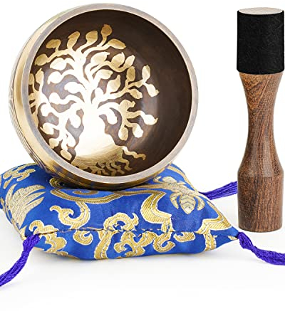 Hihealer Tibetanische Klangschalen-Set 100% Handgefertigt in Nepal, Große Klangschale mit Anleitung, Schlegel, Kissen, Geschenkbox; Meditation, Yoga, Chakra-Heilung, Weihnachtsgeschenke für Frauen