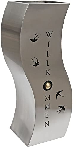 VARILANDO Pflanzsäulen, Gartendekoration, Pflanzgefäße, Metall-Pflanzsäulen, dekorativer Gartenschmuck aus Edelstahl, Verschiedene Modelle, teils mit Beleuchtug und Wasserspiel (Motiv Schwalbe)