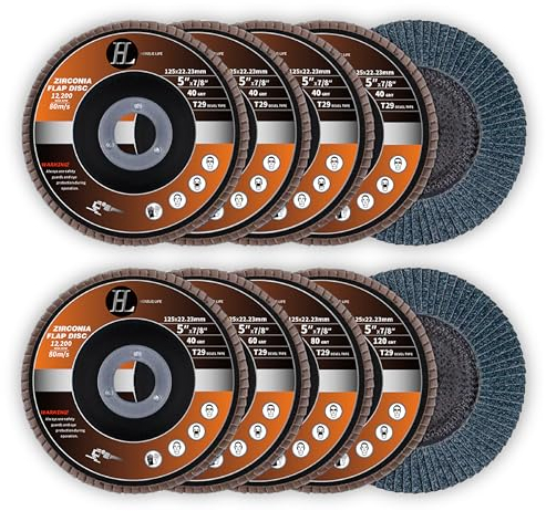 Fächerscheibe 125 Metall, 10 Stück schleifscheiben 125mm winkelschleifer, Profi-Fächerschleifscheibe Lamellenscheiben für Metall Holz Stahl Mixpack korn 40/60/80/120