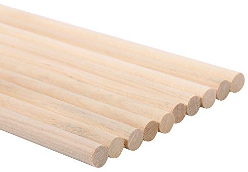 SEAFRONT 10 Stück Holzstab Holzstäbchen Runde Holzstäbe 30 cm Lang Holzdübelstäbe Hartholzstäbe für Kunsthandwerksprojekte (8MM * 30CM)