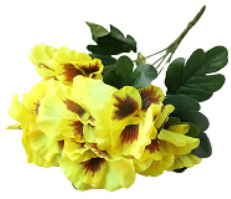YUANGANG Ramo de 10 cabezas de pensamiento de flores falsas de 26 cm para bodas, fiestas, hogar, ramo de plantas, amarillo