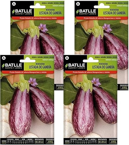 Pack 4 Semillas de Berenjena listada de Gandia en sobre de Semillas Batlle