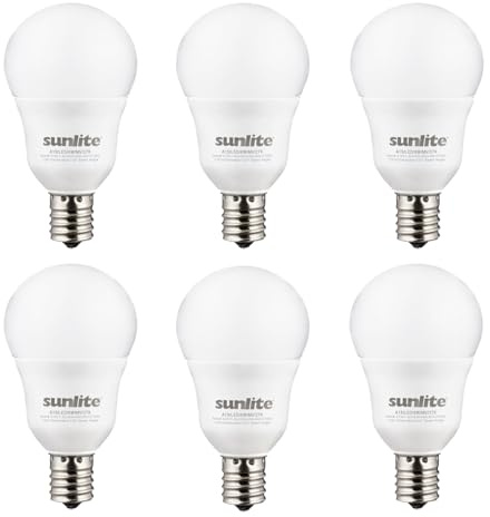 Sunlite A15 E17 LED Bulb, Intermediate Base Light Bulbs, 6 Watts (40W Equivalent), 480 Lumens, Dimmable, for Ceiling Fan and, Lighting Fixtures, Frosted Finish, ETL Listed, 6 Count, 4000K Cool White