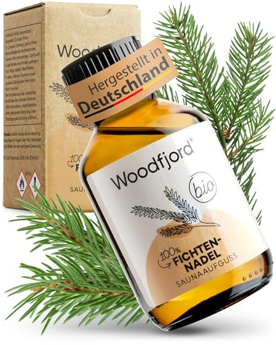 WOODFJORD Saunaaufguss Fichte Fichtennadel BIO 100 ml | Premium Sauna Aufgussmittel für authentische und nachhaltige Saunaerlebnisse, Saunaöl und Saunaduft, und vitalisierend