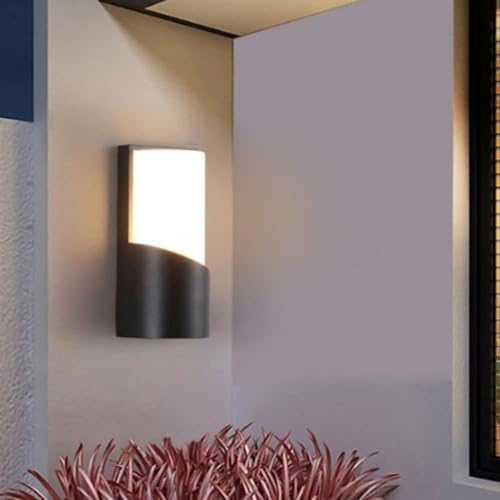 HOBIBA Reading Light Wall Mount Matte Black Exterior Porch Wall Light 7W Half Cylinder Light Fixture for Garage Patio Yard Front Door Entryway House Stair (Color:Warm Light)