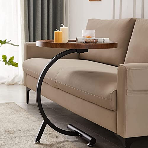 Holz-Couchtisch in runder Form, Wandtisch, Wohnzimmer, Kleiner Couchtisch, Holz-Finish, Nachttisch für Schlafzimmer, A