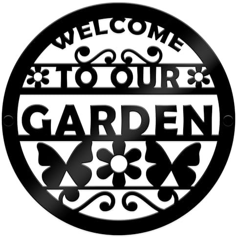 Red Ocean Garden Signs and Plaques for Outside Acrylic Garden Signs Welcome Sign For Door Black Acrylic Wall Fence Signs Garden Shed Summer House Signs Welcome Signs For Garden (23cmx23xm)