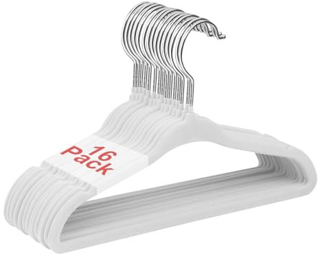 Wellong Grucce per bambini in velluto, antiscivolo, per neonati e bambini, confezione da 16, colore bianco, 28 cm