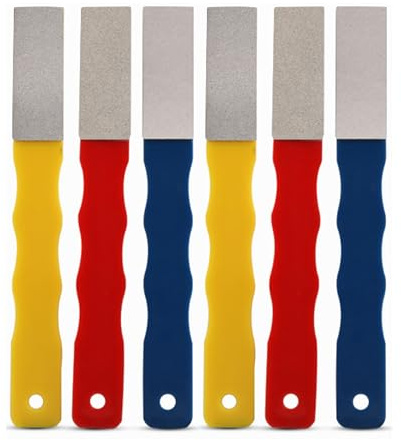 Supkeyer 6Pcs Diamond Sharpening Hones Sets, Color Coded Diamond Sharpening Stone Set, 3Grits #220,400,600 Flat Hand File Knife Sharpener for Hunting, Outdoor