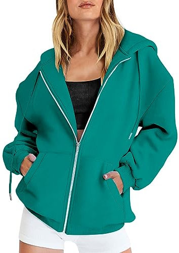 Sweatjacke Damen Mit Kapuze - Übergangsjacke Damen Kurzgröße Oversize-Kapuzenjacke Zipper Hoodie Basic Kapuzenpullover Einfarbig Winter Pullover Große Größen Sweatpullover Sportjacke Streetwear