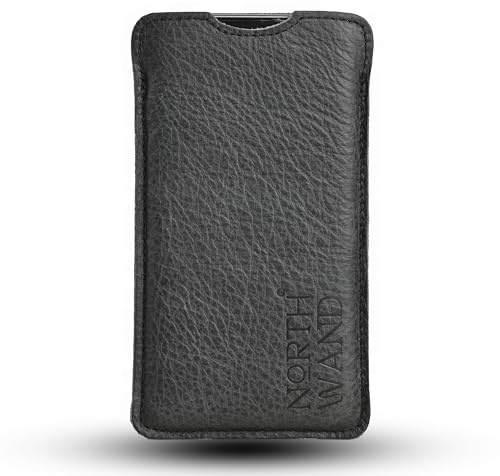 NorthWand Premium Echtleder Hülle für iPhone 17, 17 Pro, Air. iPhone 16, 16 Pro, 16e. Tasche, Case, Handyhülle. Pflanzlich gegerbtes Leder. Signetprägung. Made in Germany. Schwarz