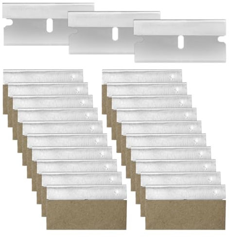 GYSRXS 100 Piece Scraper Blades Made of Metal Non Scratch Glass Scraper Blades Double-Edged Scraper Blades for Removal for Car Window Ceramic Plastic Scraper,4×1.9CM