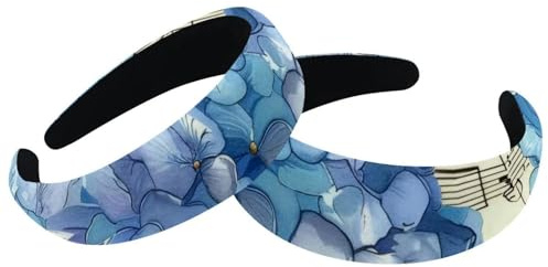 Lot de 2 bandeaux larges en velours pour femme, motif hortensias, accessoires rembourrés, bandeaux de beauté pour filles