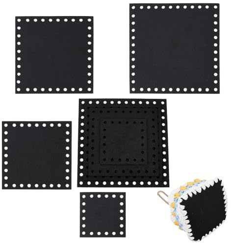 NBEADS 8 pz 4 Misure Fondo Borsa all'Uncinetto, Base per Intreccio di Cesti in Feltro Fondo per Cesti Quadrato Base per Cuscino per Borsa da Lavoro A Maglia Fai da Te, Nero