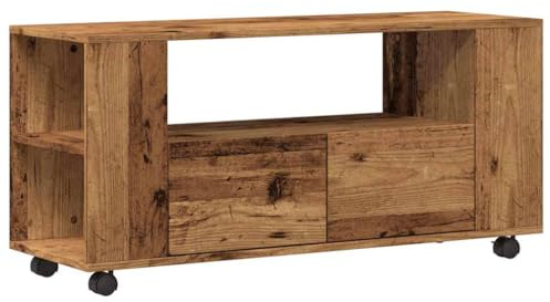 vidaXL Mueble TV con Ruedas Madera ingeniería Envejecida 102x34,5x43cm
