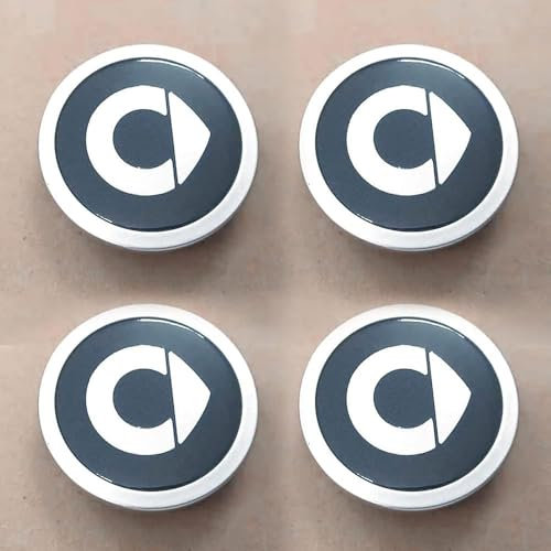 PjjxQf 4 Stück Auto Felgenabdeckung Radnabenkappen Wasserdicht Nabendeckel Radnabendeckel Badge Decoration Zubehör für Smart 451 453 59mm
