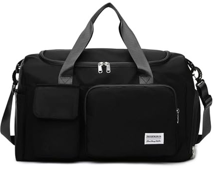 Sporttasche für Männer und Frauen, 42 L Große wasserdichte Reisetasche, Sporttasche mit Schuhfach, Nassfach und Rucksackfunktion Reisetasche, Trainingstasche, Schwimmtasche，Turnbeutel (schwarz)