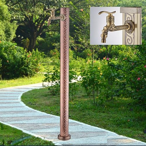 Columna agua jardín acero inoxidable,estación dispensadora de agua para jardín,jardín de columna de agua,grifo de columna para exterior,grifo de columna de jardín,fuente jardin con grifo(Red copper co