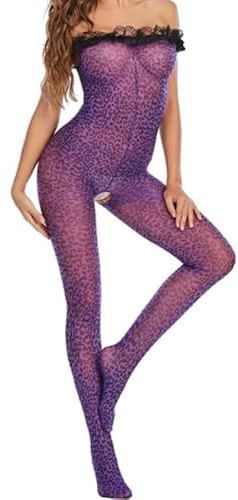 Mujer Sexy Lencería Sexy Lencería Mujer Leopardo Una pieza Red Body Red Calzoncillos Body Babydoll Medias Red Catsuit Descuidados, multicolor, Talla única