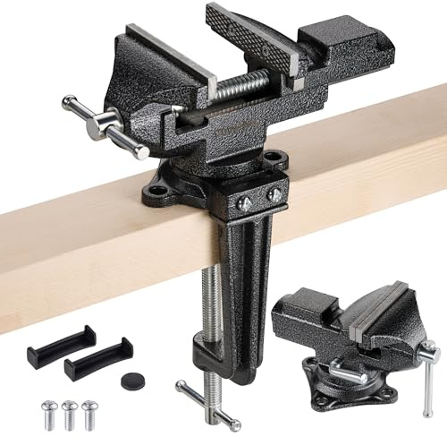 Dual-Purpose Combined Universal Vise 360°Swivel Base Work,Multi-Purpose Bench Vise 3.3, Table Vise with Quick Adjustment, Multi-Jaw, Easy Adjustment for Woodworking, Metalworking,Cutting Conduit