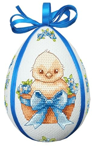 Coricamo Kreuzstich - Stickpackung - Osterei - Huhn in Blumen