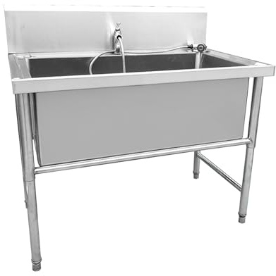 CFMAIF Stainless Steel Dog Grooming Bath Tub, Dog Washing Station for Home, Dog Wash Sink Station with Faucet(100X60cm/39.3X23.6in)