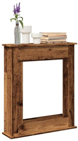 Tidyard Cadre de cheminée Vieux Bois 75x20x87,5 cm Bois d'ingénierie, Étagère Fonctionnelle Cadre de Cheminée Décorative pour Salon, Cuisine, Maison