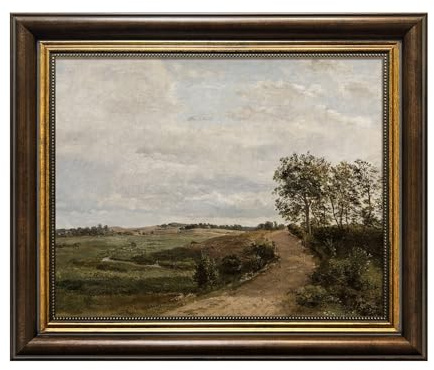 Countryside Hills Wall Art Canvas Print Vintage Gold Framed,Rustic Retro Landscape Prints Oil Painting for Living Room, Bathroom, Bedroom Decor Gift for Women, Family, Friends,12x 10
