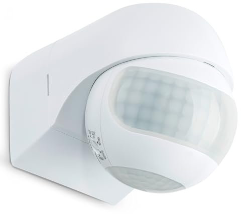 SEBSON Detecteur de Mouvement Exterieur Montage en Saillie - Adapté à LED, Programmable, Rotatif - Portée 12m/180°, 3m/360° (2 Capteurs Infrarouges)