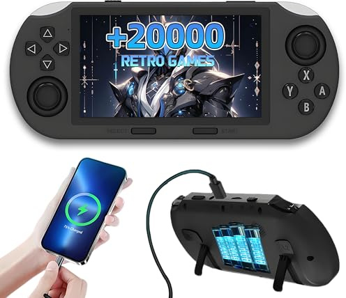 SF3000 Console de Jeux vidéo rétro,20000+ Jeux,Processeur Double cœur,E-Book/Musique/Vidéo/Charge d'urgence du téléphone Portable,14 émulateurs,Ecran 4.5″ IPS HD Console de Jeu Portable