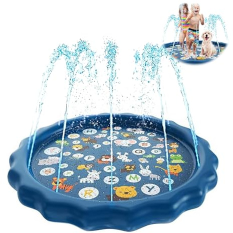 Outdoor Splash Pad for Kids Dogs Pets, Thickened Non-Slip Water Sprinkler Pad Inflatable Water Toys, Dog Splash Pad，Sprinkler Mat for Outdoor Garden Family Activities (B)