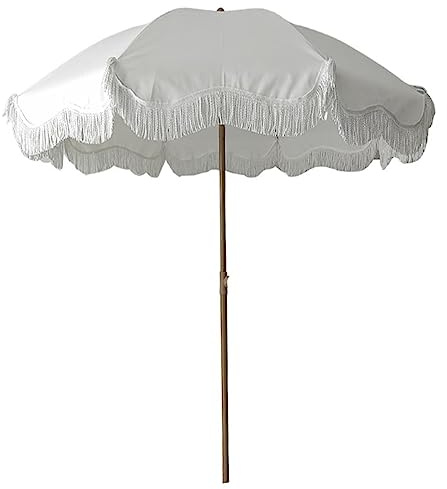 QUSYZD Parasol de terrasse Vintage à Pompons, Parasol de Plage inclinable de 2 m, Parasol de Jardin extérieur réglable en Hauteur pour Balcon, Jardin, Piscine, pelouse, mât de par,