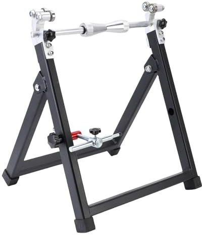 Fabater Motorcycle Wheel Balance Stand, Foldable Tire Balancer Stand with Adjustable Centering Cones, Wheel Balancing Tool for Static & Dynamic Tire Alignment