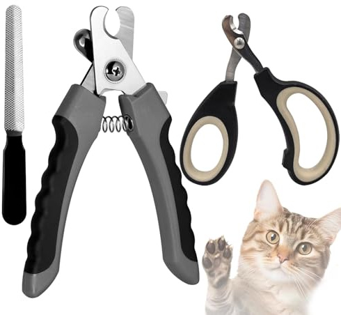 YSYONBOE 3 in 1 Krallenschere für Hunde Katzen, Nagelknipser mit Nagelfeile Edelstahl Krallenzange für Anfänger Katzenkrallen Schneider für Haustiere Krallenpflege
