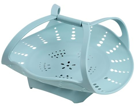 Vbvbip Cestino per cottura a vapore pieghevole in silicone, di piccole dimensioni, cestino pieghevole per verdure, gnocchi e uova, resistente al calore, adatto al microonde, essenziale per la cucina