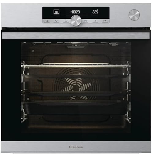 Four électrique multifonction Hisense O643PX, encastrable, 77 litres, 60 cm, combiné, vapeur, fonction pizza 300°, pyrolyse, couleur inox, classe énergétique A+