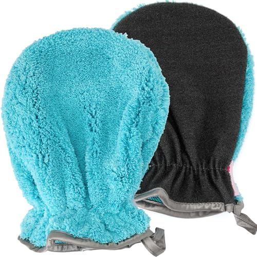 Pastaclean Wasch- & Peelinghandschuh 2er Set – sanfte Gesichts- & Körperpflege, Peeling Handschuh für Damen & Herren, Öko-Tex 100, waschbar, wiederverwendbar (Türkis)