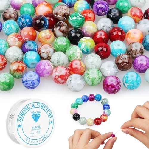120 Stück 8mm Runde Natürliche Amazonit Perlen, Edelstein Perlen Set Armbänder Selber Machen,für Ketten Ringe Handykette Schmuckherstellung Kit, DIY, Partys