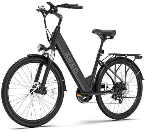 ZDZA Electric Bike for Adults, 1000W Peak Motor, 60 Miles 22Mph Electric Bike, 26 Commuter E Bikes with 48V 10.4Ah Removable Battery, Step-Thru Ebike, Adjustable Stem, 7-Speed & Front Suspension