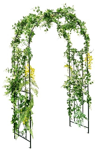 COSTWAY Rosenbogen Metall, Gartenbogen für Kletterpflanzen, Rosengitter mit 4 Bodenpfählen, Torbogen Rankhilfe Rankgitter, Rankbogen für Hinterhof Hochzeit Party, 120 x 56 x 220 cm, Schwarz