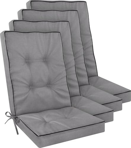 Hochlehner Auflagen Set 2er, 4er oder 6er – Gartenstuhlauflagen mit dickem Schaumstoffkern für hohen Sitzkomfort – Polster für Garten- und Terrassenstühle – made in Poland Hellgrau 120 x 50 x 8 cm