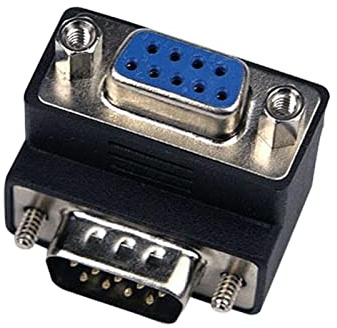 Ldbuejiaja 90 grados DB9 9 Pin 232 Macho a Hembra Serial Gender Changer Cable Extensión Adaptador Acoplador