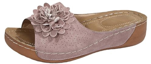 Women's Platform Wedge Sandal – Women's Comfort Chic Sandals with Flower Shoes Elegant Barefoot Large Size Open Sandals Casual Nude Feet Summer Sandalette