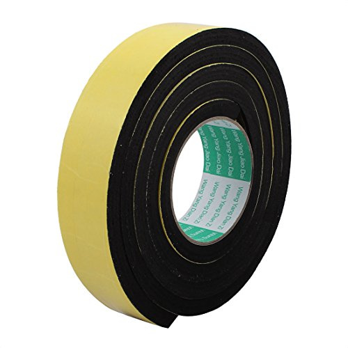 sourcing map Ruban d'étanchéité Joint Mousse Adhésive Bande Simple Face Pour Fenêtre Porte 40mm Large 10mm Épais 2m Long Isolation Jaune Noir