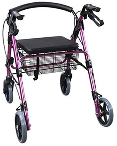 Alexzh_Rollator Walker Pieghevole Leggero 4 Round Multifunzione Seduta e spingendo Carrello per Gli acquisti Senior Riposo, Lega di Alluminio