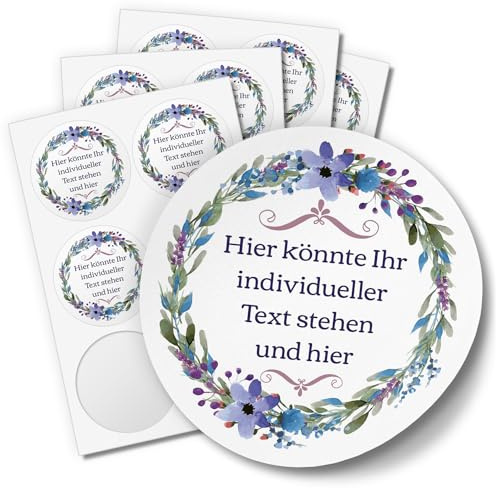 24 PERSONALISIERTE runde Etiketten mit Motiv: Aquarell Kranz - Ihre Aufkleber online selbst gestaltet, ganz individuell